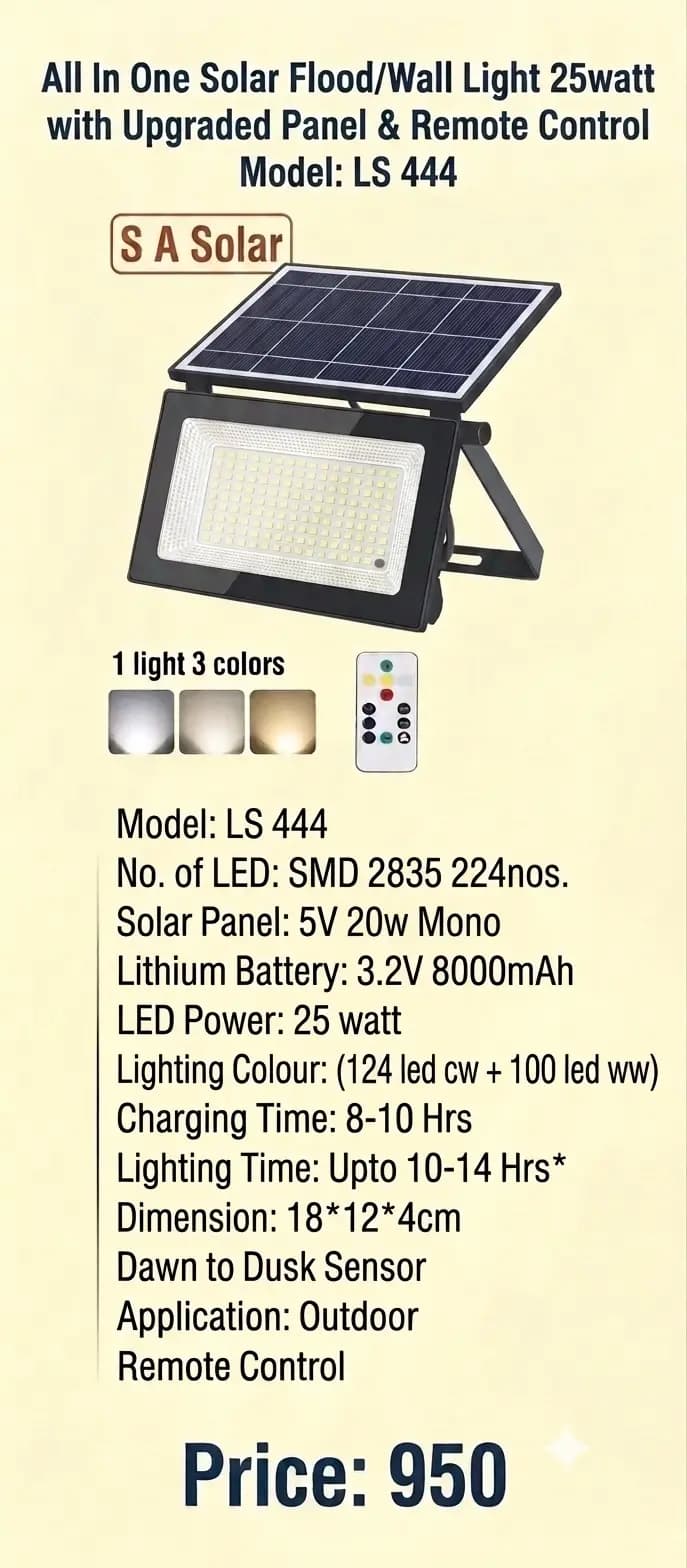 20W Solar LED Flood Light with Remote