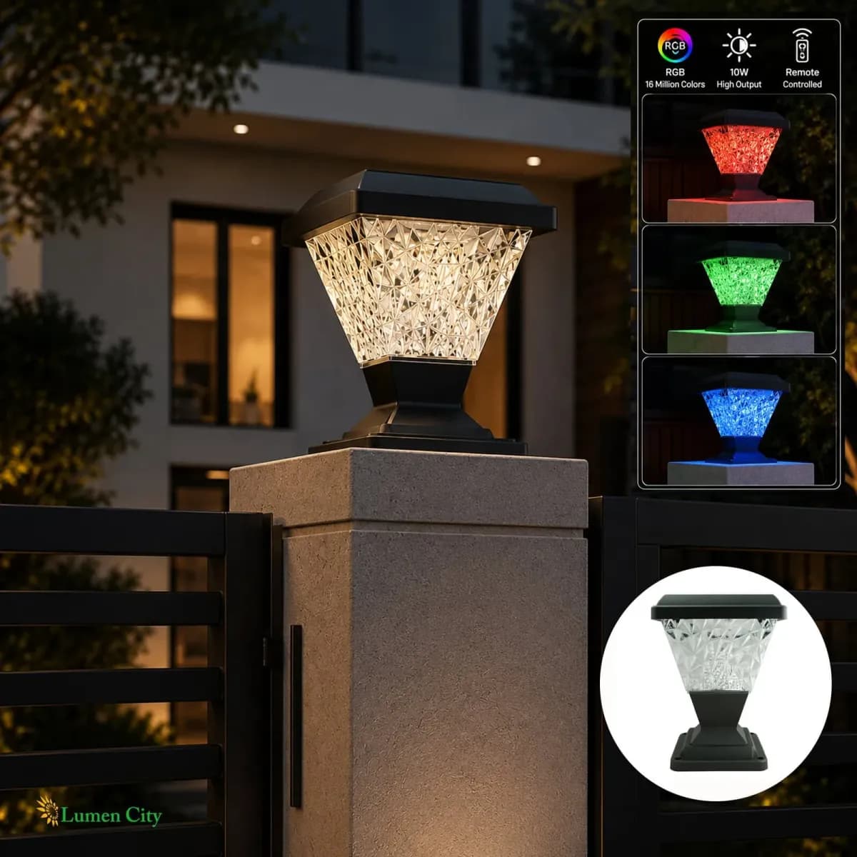 Solar gate and piller light warm white